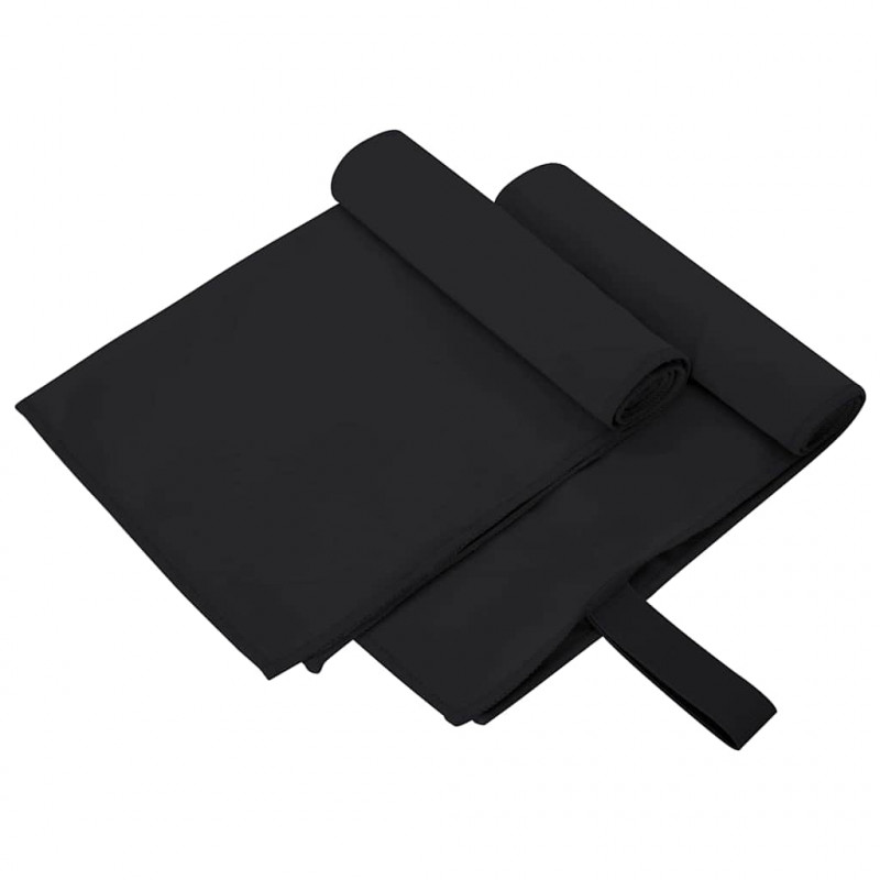 Ręczniki Sportowe 2 pcs Czarny 50 x 30 cm Poliester i poliamid
