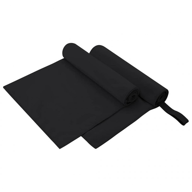 Ręczniki Sportowe 2 pcs Czarny 100 x 50 cm Poliester i poliamid