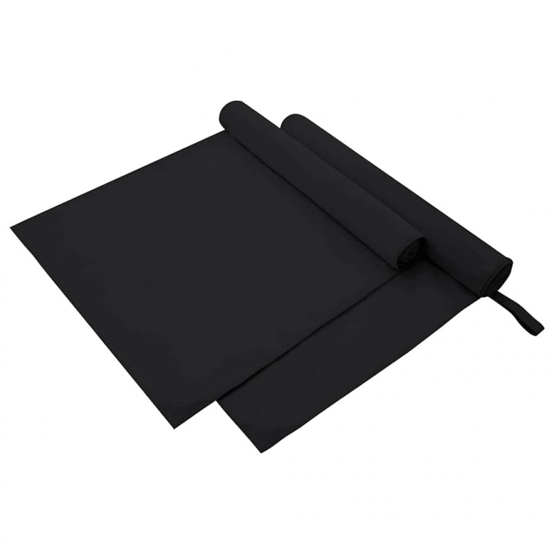 Ręczniki Sportowe 2 pcs Czarny 180 x 90 cm Poliester i poliamid