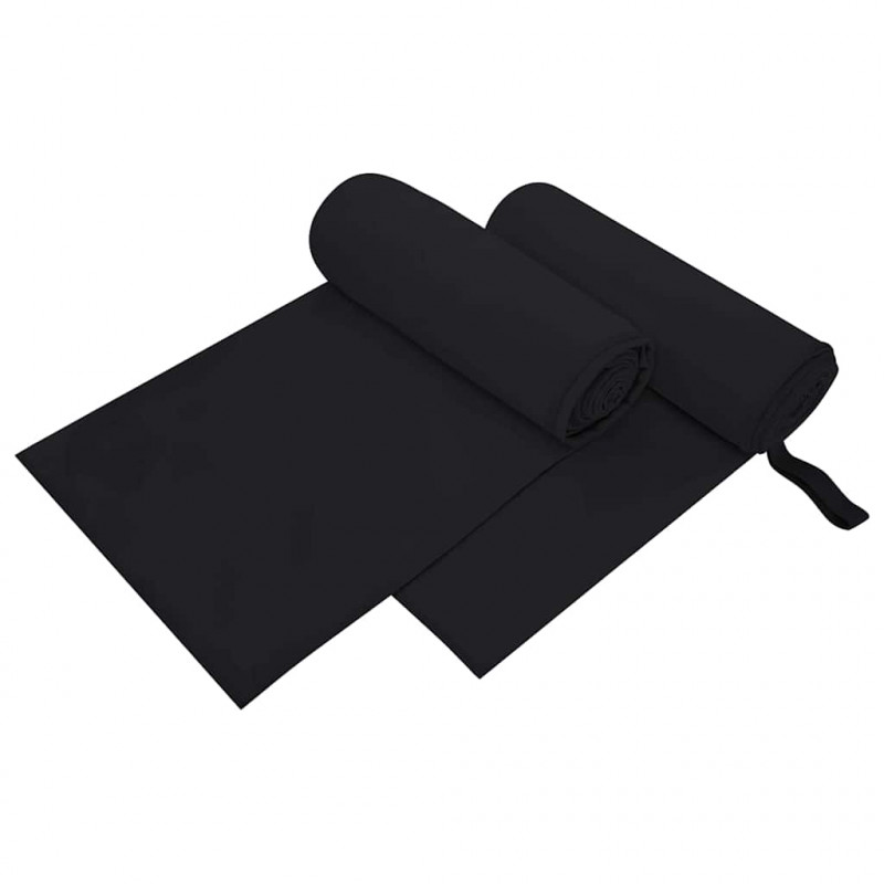 Ręczniki Sportowe 2 pcs Czarny 200 x 100 cm