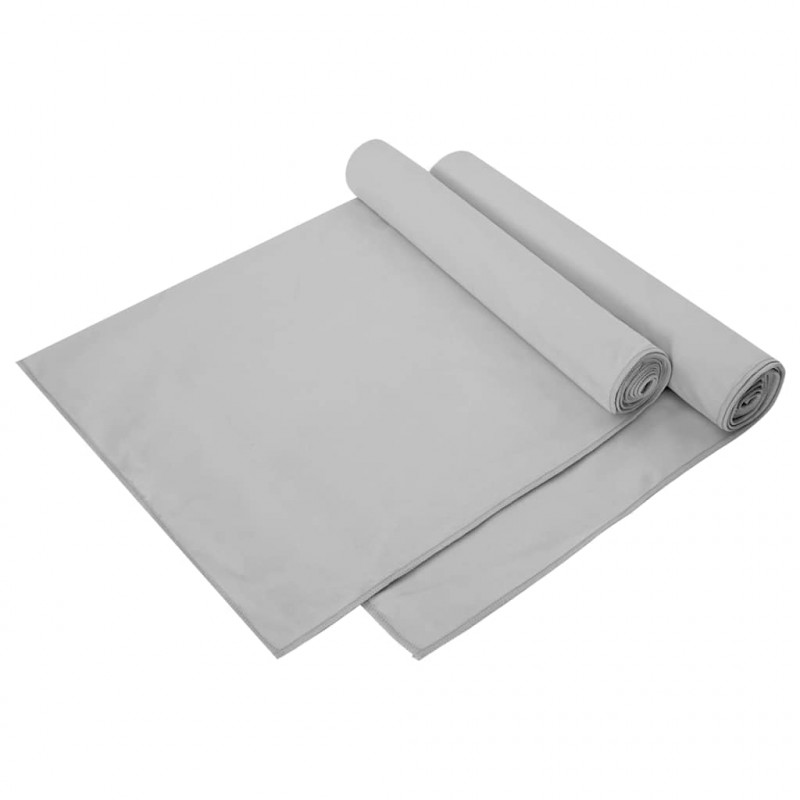 Ręczniki Sportowe 2 pcs Szary 140 x 70 cm Poliester i poliamid