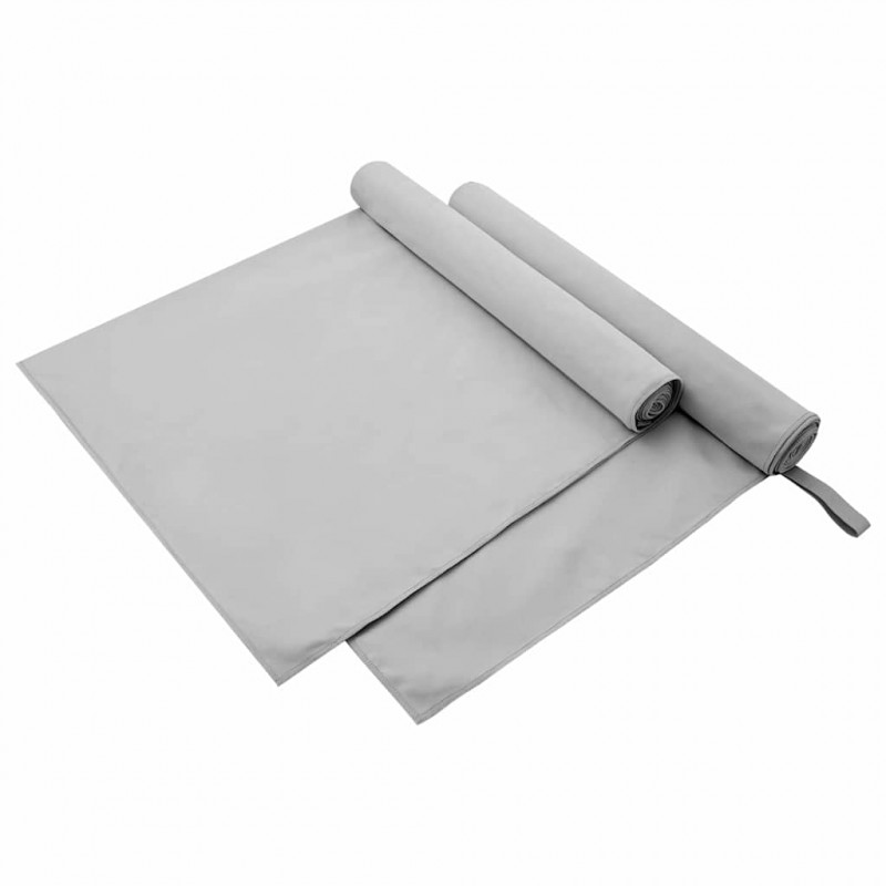 Ręczniki Sportowe 2 pcs Szary 180 x 90 cm Poliester i poliamid