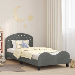 Łóżko Dziecięce z Ramą i Zagłówkiem Ciemnoszary 90 x 190 cm