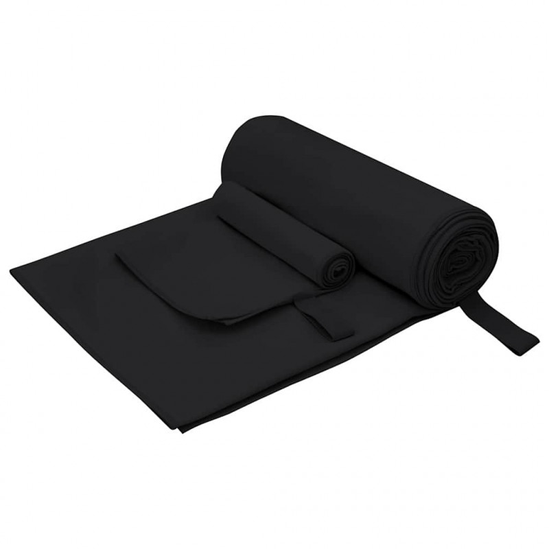 Zestaw Ręczników Sportowych 2 pcs Czarny tkanina