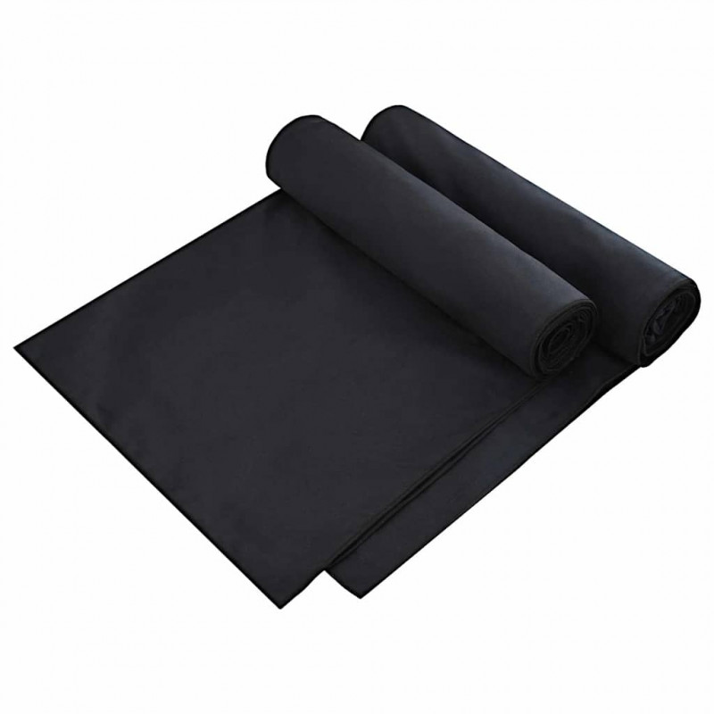 Ręczniki na leżak 2 pcs Czarny 210 x 75 cm Poliester i poliamid