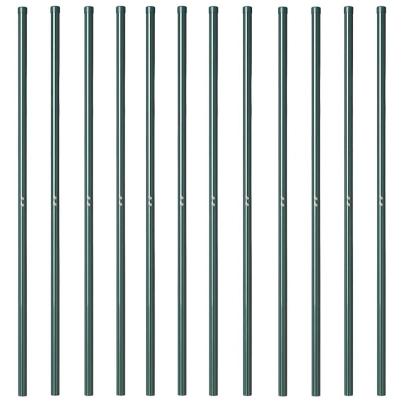 Słupek ogrodzeniowy. 12 pcs Zielony Stal Malowana Proszkowo