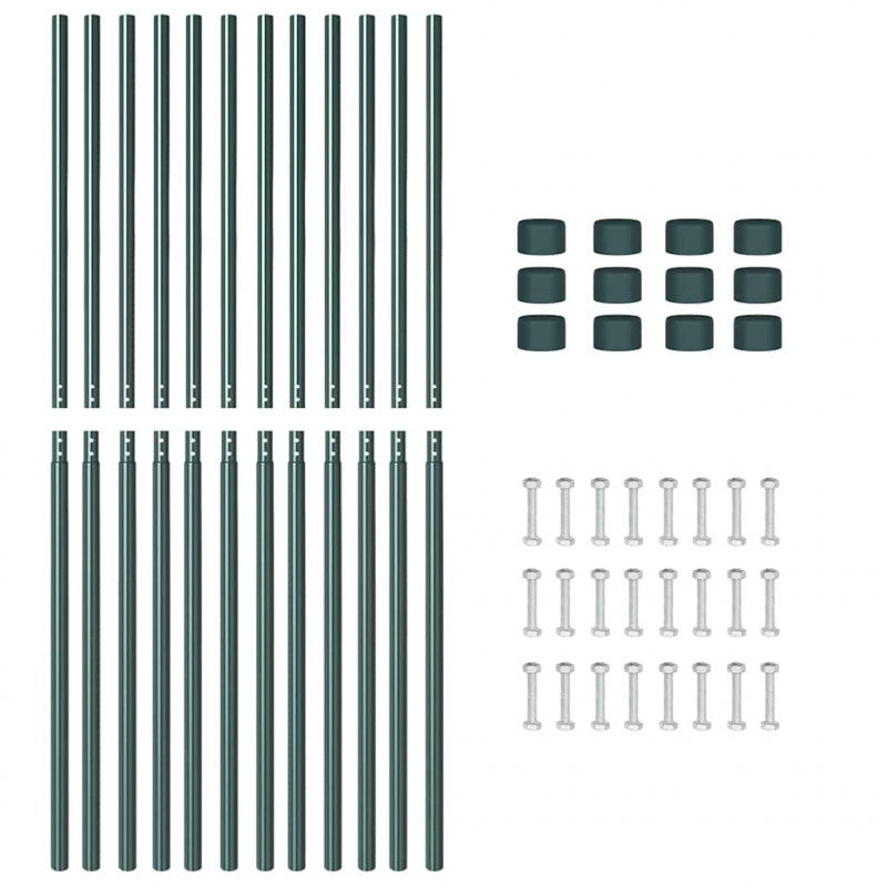 Słupek ogrodzeniowy. 12 pcs Zielony Stal Malowana Proszkowo