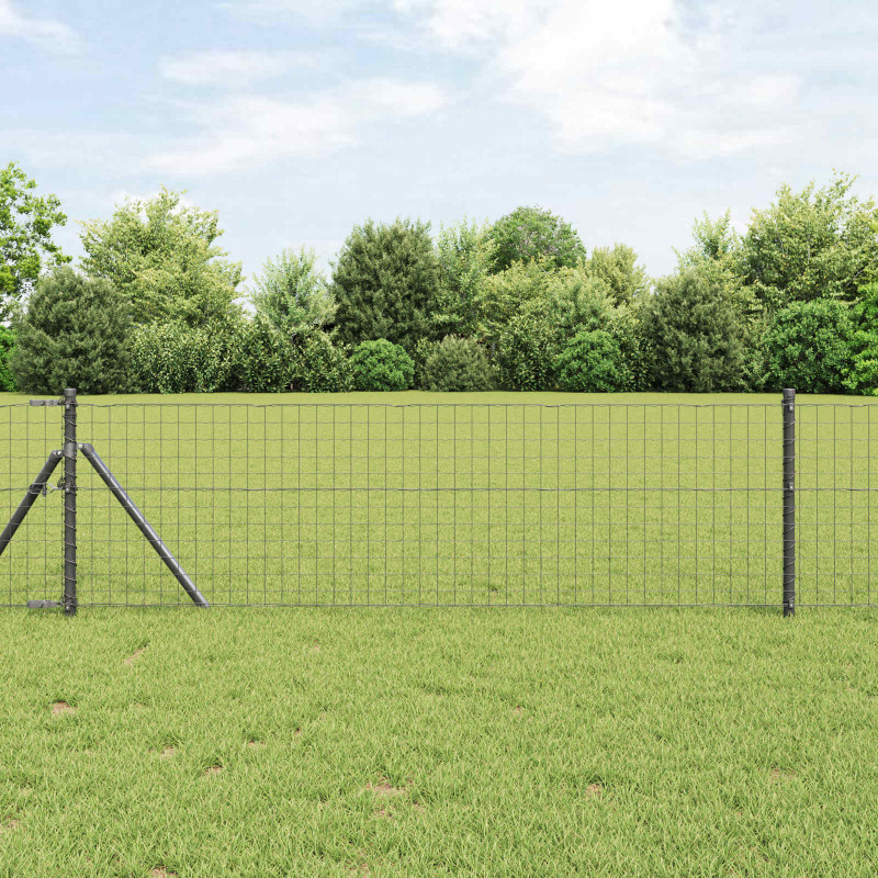 Słupek ogrodzeniowy. 12 pcs Szary 50 cm Stal Malowana Proszkowo