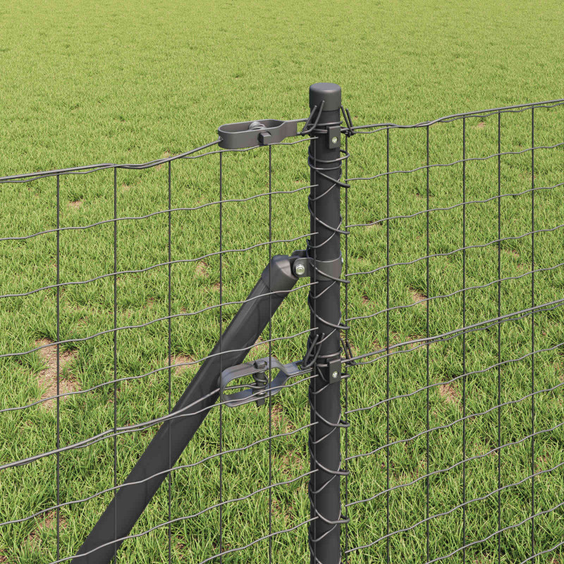 Słupek ogrodzeniowy. 2 pcs Szary 60 cm Stal Malowana Proszkowo