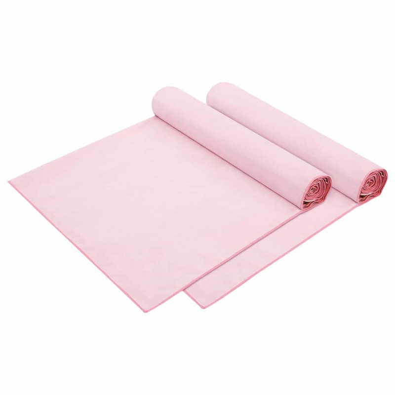 Ręczniki na leżak 2 pcs Różowy 210 x 75 cm Poliester i poliamid