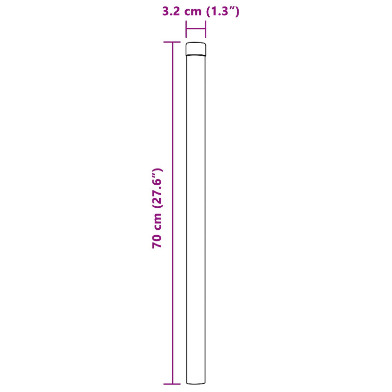 Słupek ogrodzeniowy. 12 pcs Szary 70 cm Stal Malowana Proszkowo