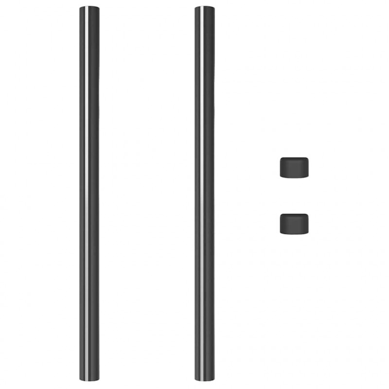 Słupek ogrodzeniowy. 2 pcs Szary 80 cm Stal Malowana Proszkowo