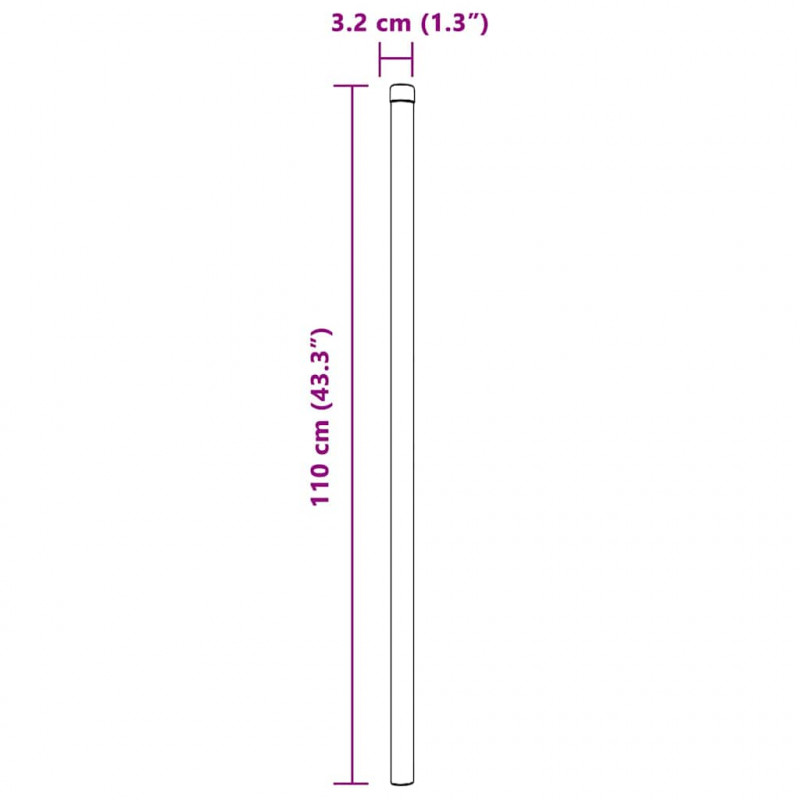 Słupek ogrodzeniowy. 2 pcs Szary 110 cm Stal Malowana Proszkowo