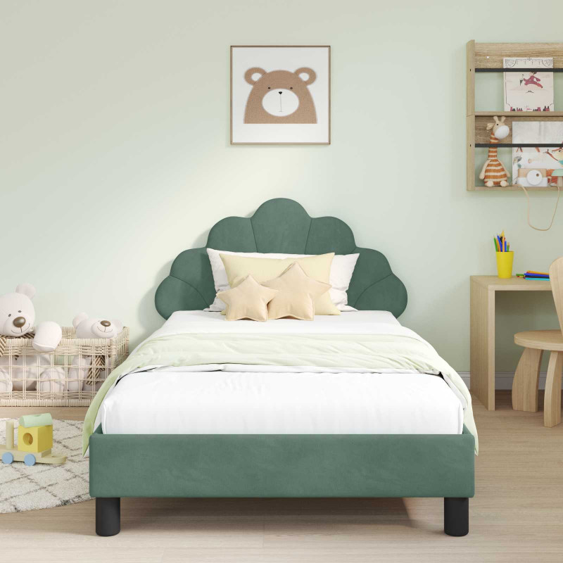 Łóżko Dziecięce z Ramą i Zagłówkiem Zielony morski 90 x 200 cm