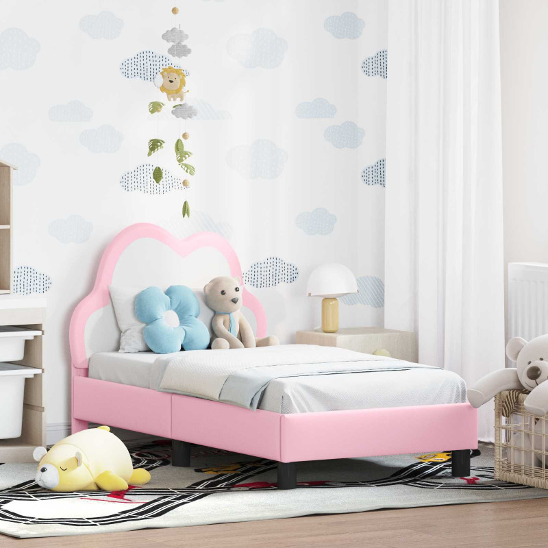 Stelaż łóżka dla malucha z oparciem Różowy 70 x 140 cm PU