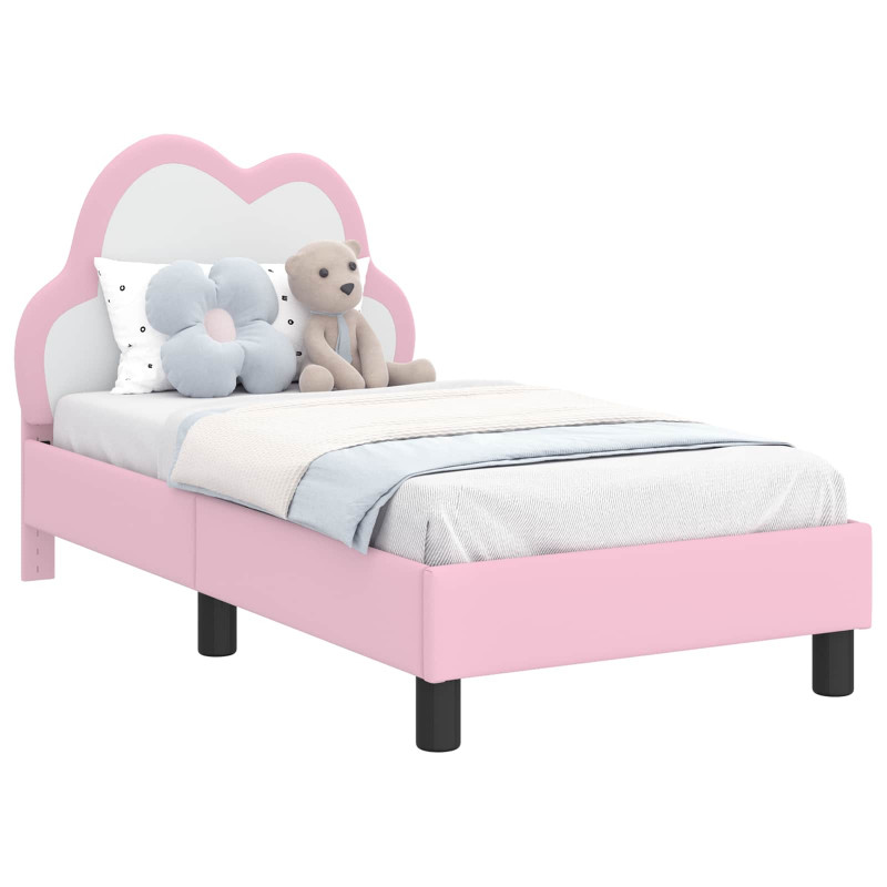 Stelaż łóżka dla malucha z oparciem Różowy 70 x 140 cm PU