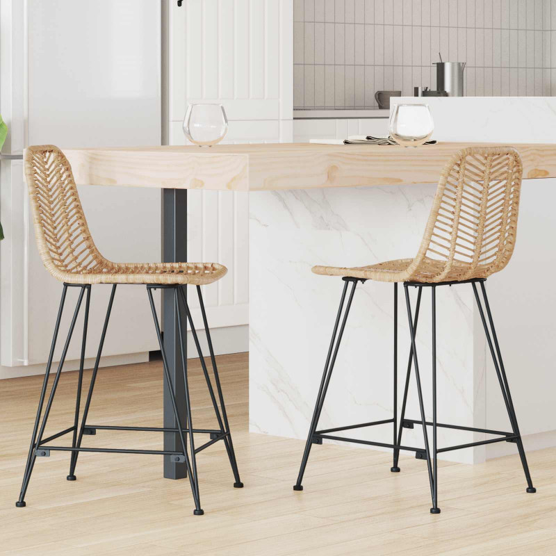 Krzesło barowe 2 pcs Naturalny 44,5 x 54,5 x 97,5 cm