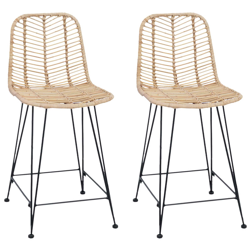 Krzesło barowe 2 pcs Naturalny 44,5 x 54,5 x 97,5 cm