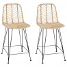 Krzesło barowe 2 pcs Naturalny 44,5 x 54,5 x 97,5 cm