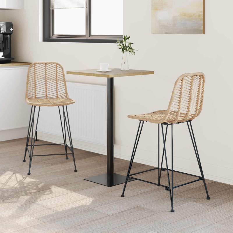 Krzesło barowe 2 pcs Naturalny 44,5 x 54,5 x 97,5 cm