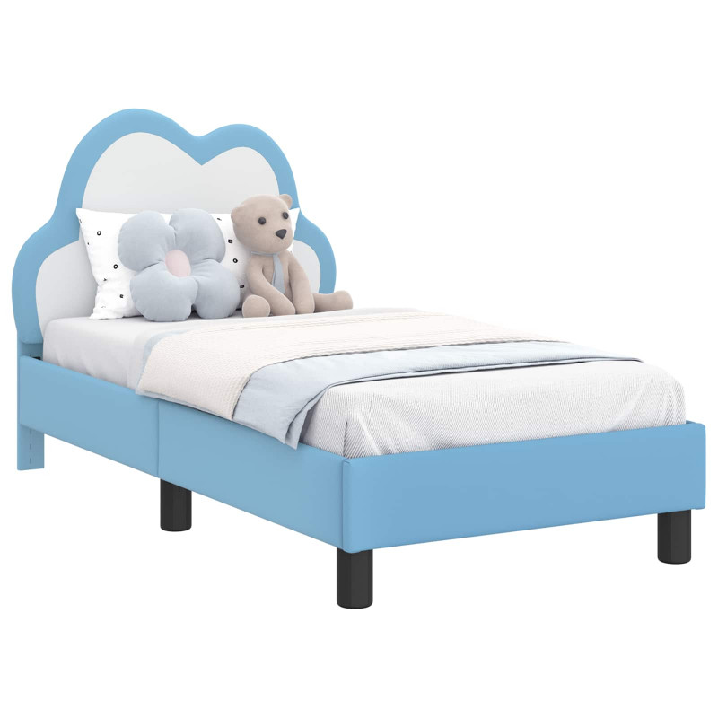 Stelaż łóżka dla malucha z oparciem Niebieski 70 x 140 cm PU