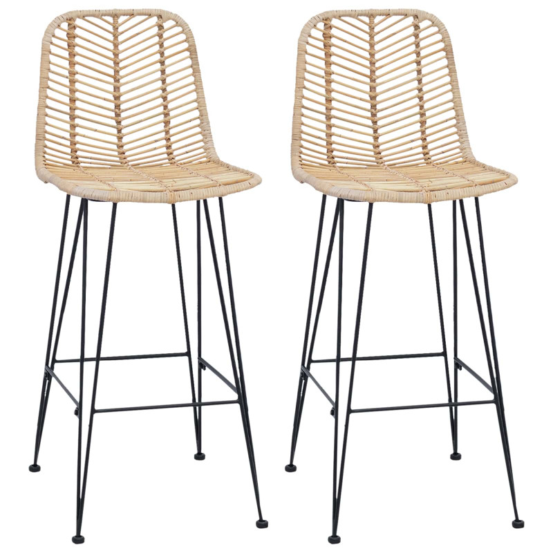 Krzesło barowe 2 pcs Naturalny 44,5 x 53 x 111 cm