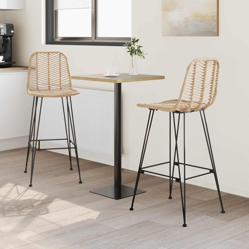 Krzesło barowe 2 pcs Naturalny 44,5 x 53 x 111 cm