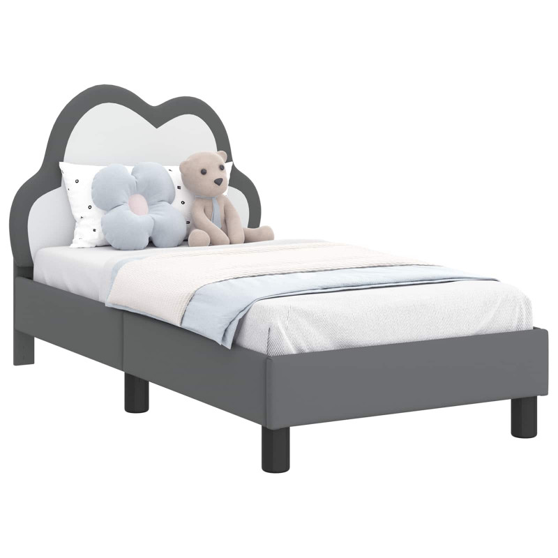 Stelaż łóżka dla malucha z oparciem Jasnoszary 70 x 140 cm PU