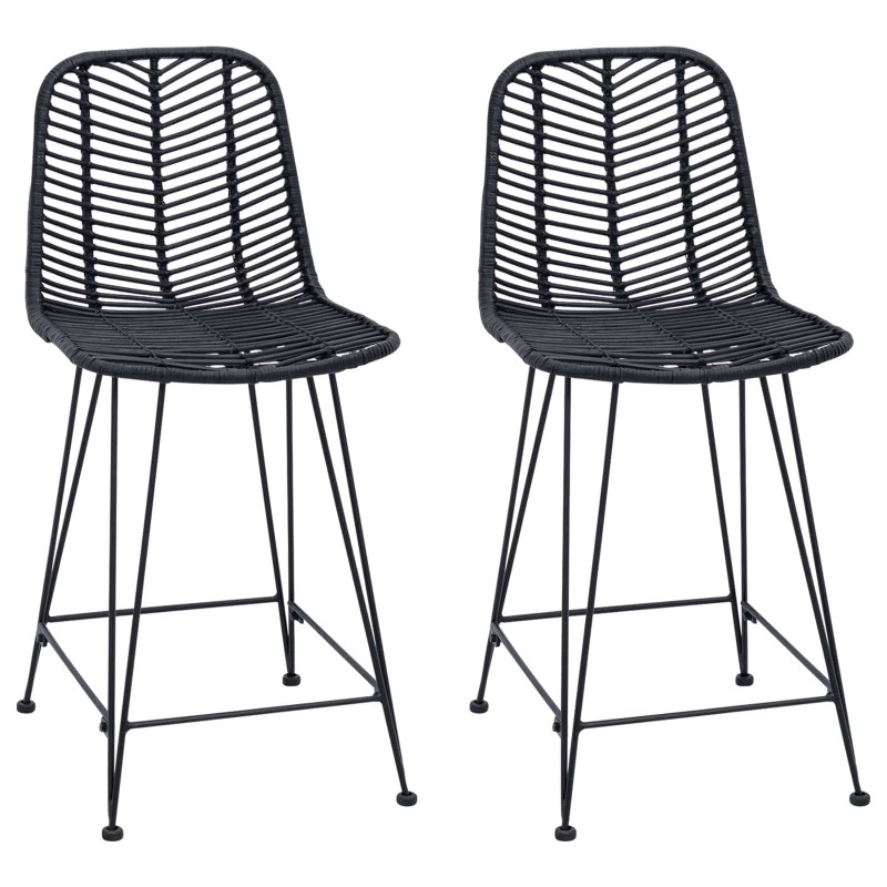 Krzesło barowe 2 pcs Czarny 44,5 x 54,5 x 97,5 cm