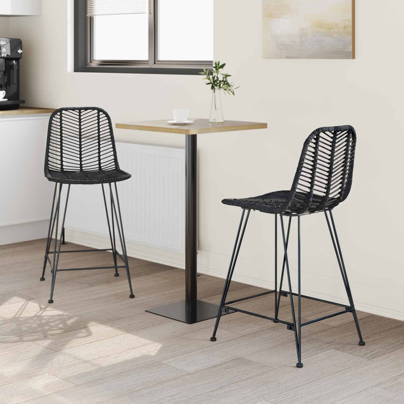 Krzesło barowe 2 pcs Czarny 44,5 x 54,5 x 97,5 cm