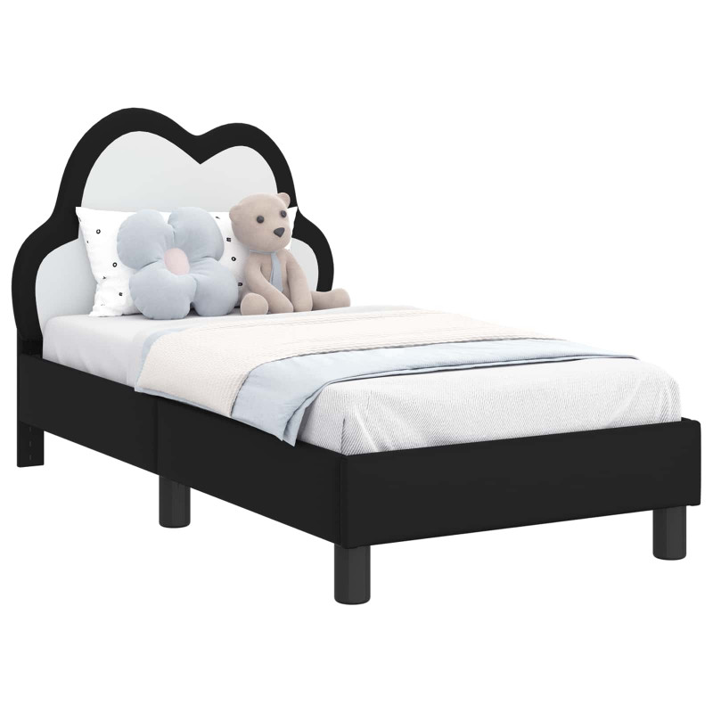 Stelaż łóżka dla malucha z oparciem Czarny 70 x 140 cm PU