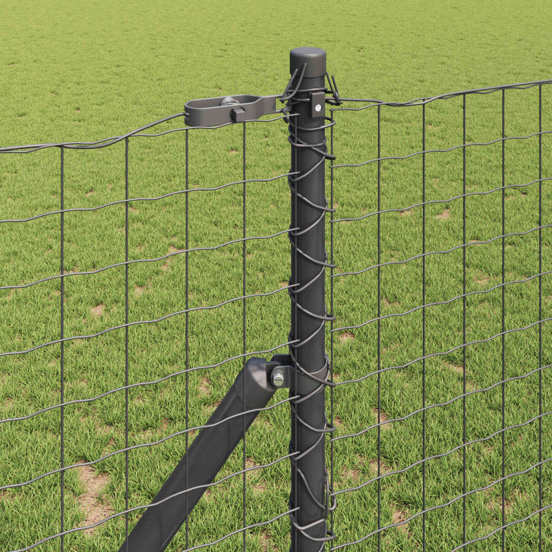 Słupek ogrodzeniowy. 12 pcs Szary Stal Malowana Proszkowo
