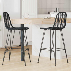 Krzesło barowe 2 pcs Czarny 44,5 x 53 x 111 cm Rattan i żelazo