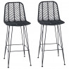 Krzesło barowe 2 pcs Czarny 44,5 x 53 x 111 cm Rattan i żelazo