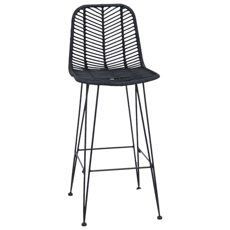 Krzesło barowe 2 pcs Czarny 44,5 x 53 x 111 cm Rattan i żelazo