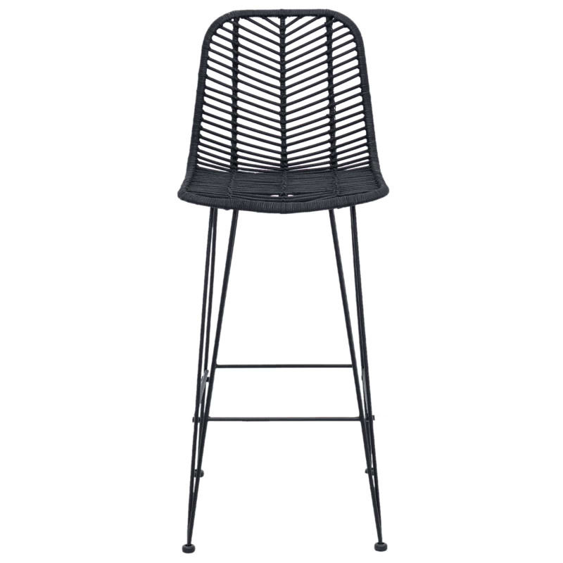 Krzesło barowe 2 pcs Czarny 44,5 x 53 x 111 cm Rattan i żelazo