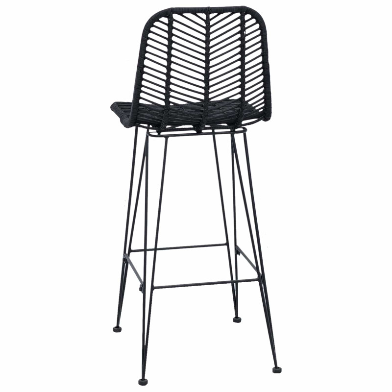Krzesło barowe 2 pcs Czarny 44,5 x 53 x 111 cm Rattan i żelazo