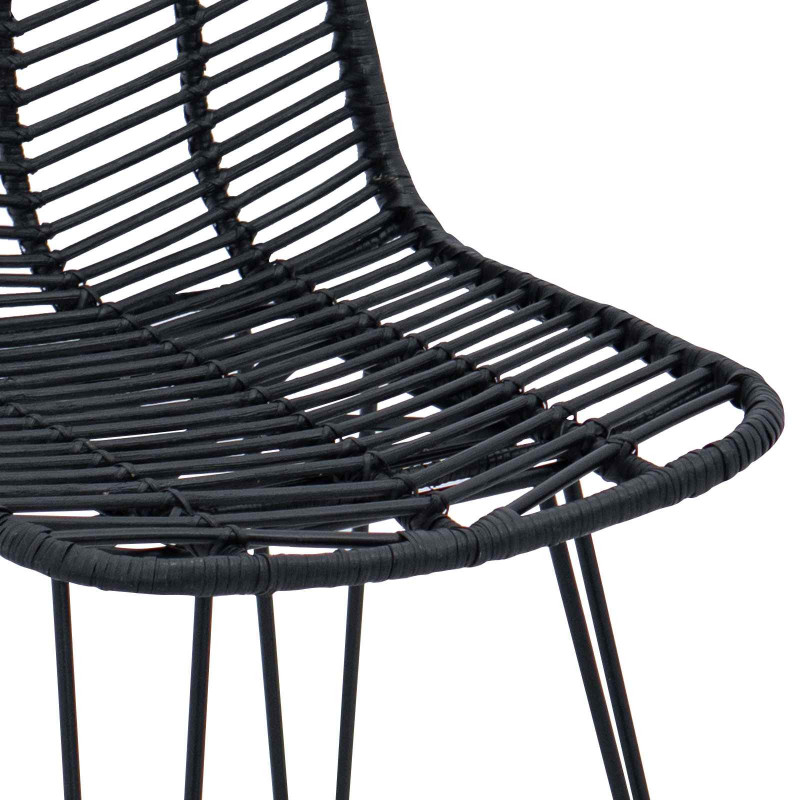Krzesło barowe 2 pcs Czarny 44,5 x 53 x 111 cm Rattan i żelazo