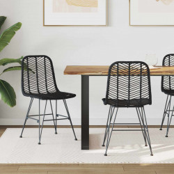 Krzesło jadalniane 2 pcs Czarny 44 x 47 x 85 cm Rattan i żelazo
