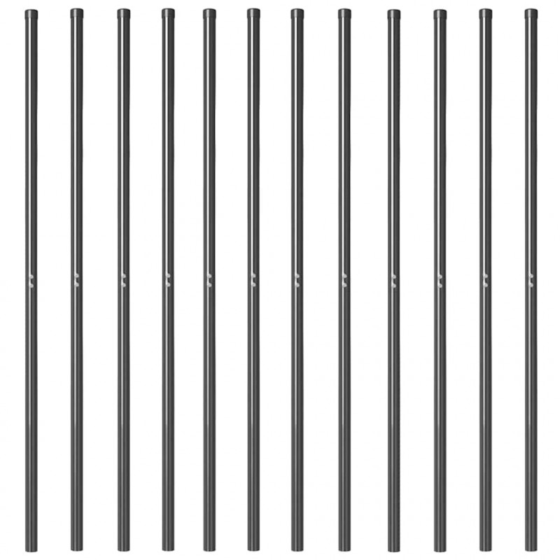 Słupek ogrodzeniowy. 12 pcs Szary Stal Malowana Proszkowo