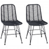 Krzesło jadalniane 2 pcs Czarny 44 x 47 x 85 cm Rattan i żelazo