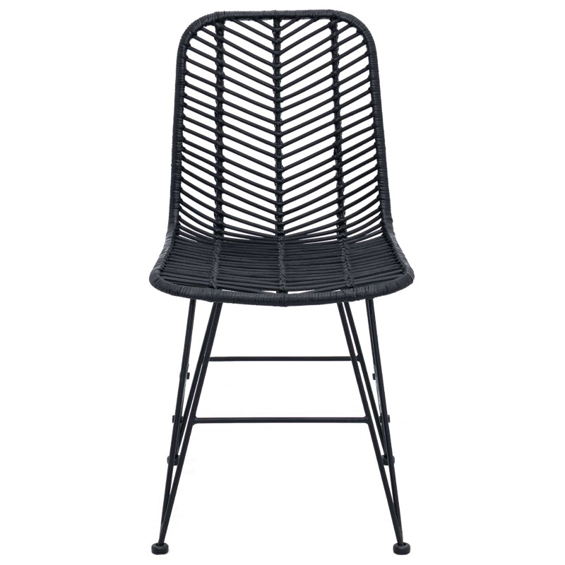 Krzesło jadalniane 2 pcs Czarny 44 x 47 x 85 cm Rattan i żelazo