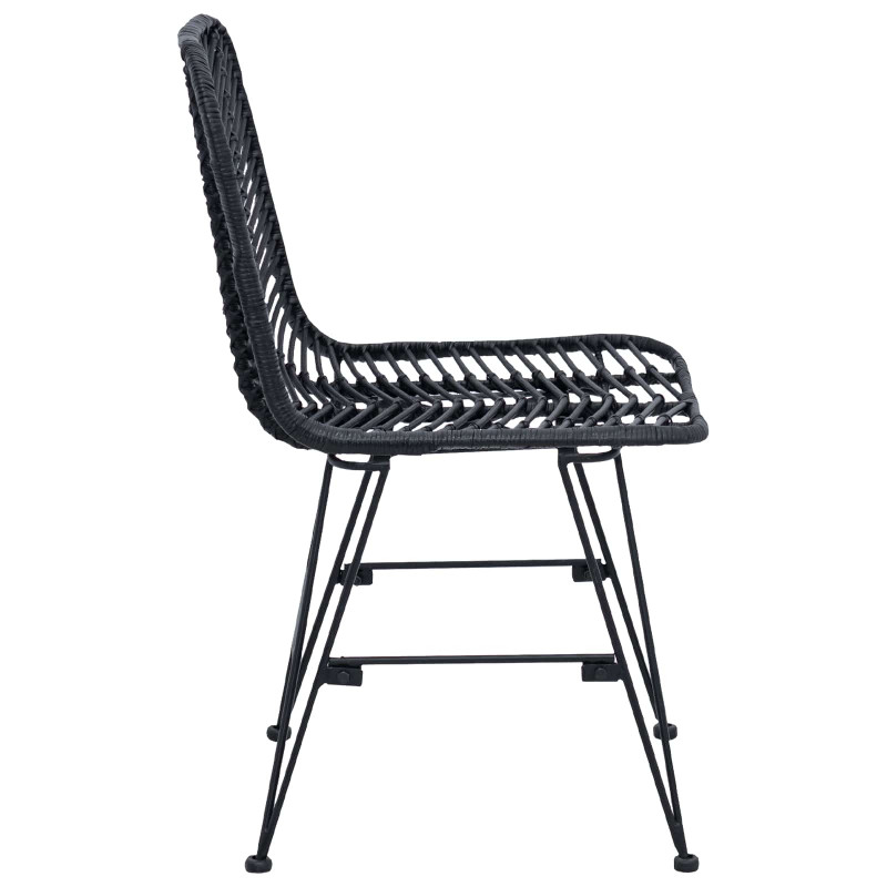 Krzesło jadalniane 2 pcs Czarny 44 x 47 x 85 cm Rattan i żelazo