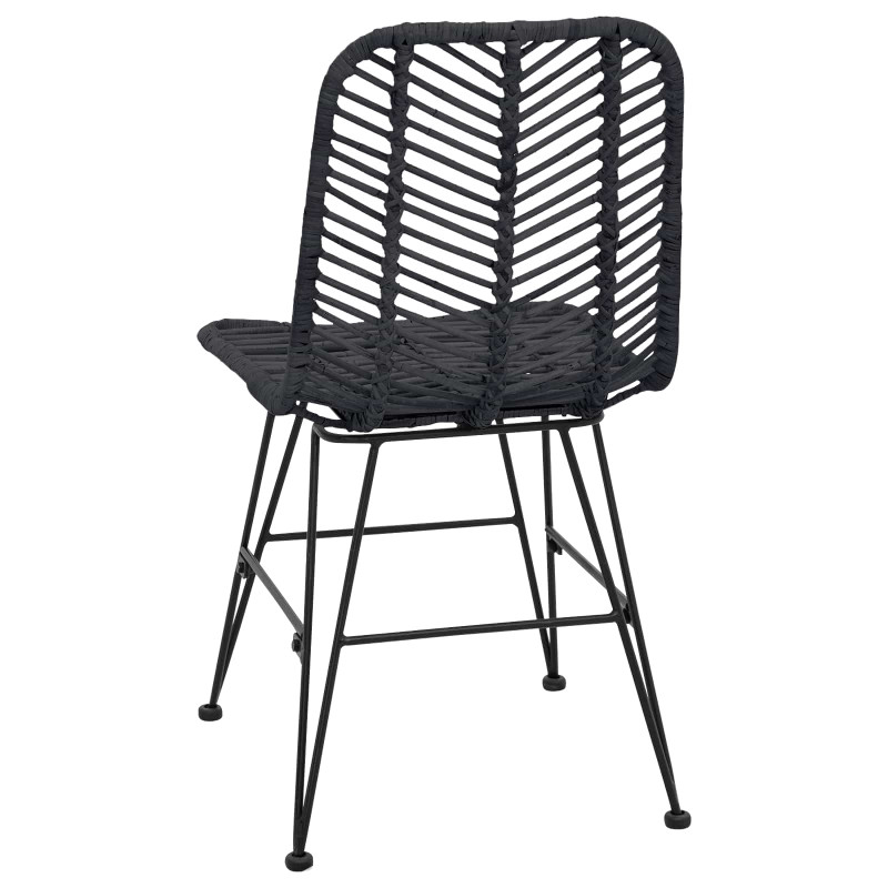 Krzesło jadalniane 2 pcs Czarny 44 x 47 x 85 cm Rattan i żelazo