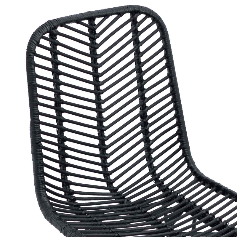 Krzesło jadalniane 2 pcs Czarny 44 x 47 x 85 cm Rattan i żelazo