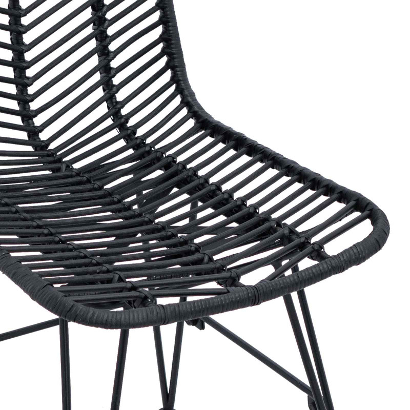 Krzesło jadalniane 2 pcs Czarny 44 x 47 x 85 cm Rattan i żelazo