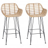Krzesło barowe 2 pcs Naturalny 55 x 52 x 92 cm Rattan i żelazo