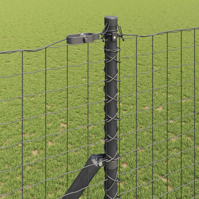 Słupek ogrodzeniowy. 12 pcs Szary Stal Malowana Proszkowo