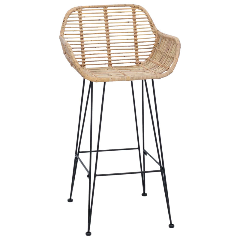 Krzesło barowe 2 pcs Naturalny 55 x 52 x 92 cm Rattan i żelazo