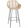 Krzesło barowe 2 pcs Naturalny 55 x 52 x 92 cm Rattan i żelazo